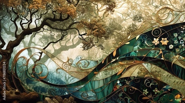 Obraz Art Nouveau Mother Nature flowing lines