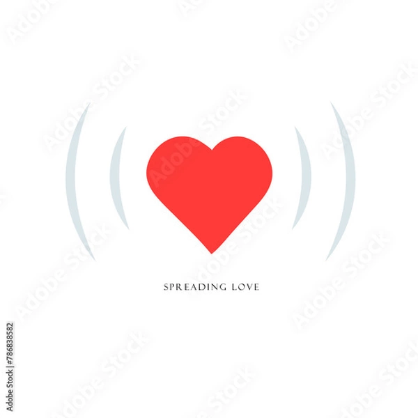 Obraz Spreading love: Creating a vector illustration of a red heart icon with Wi-Fi lines could symbolize the idea of connecting with others and spreading love and positivity through technology.	

