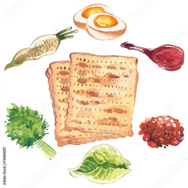 Obraz Happy Jewish Passover greeting card. Vector illustration