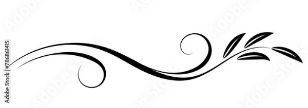 Obraz Floral ornament with leaves and abstract lines. Graceful element for decor and greeting or invitation card design