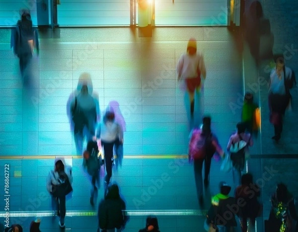 Obraz 街と行き交う人々