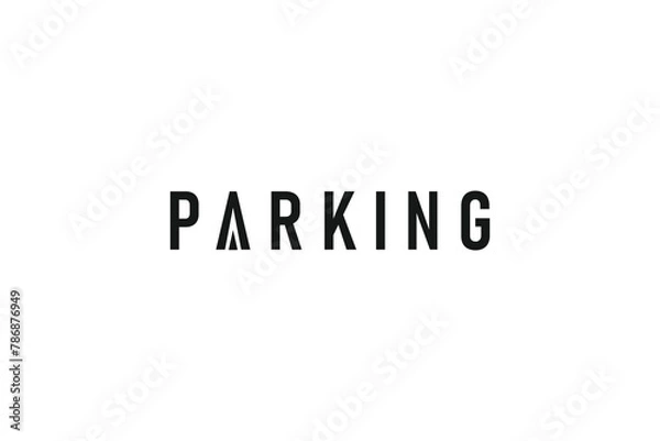 Fototapeta modern parking logo type design vector template. clean parking typography icon logo vector design isolated on white background
