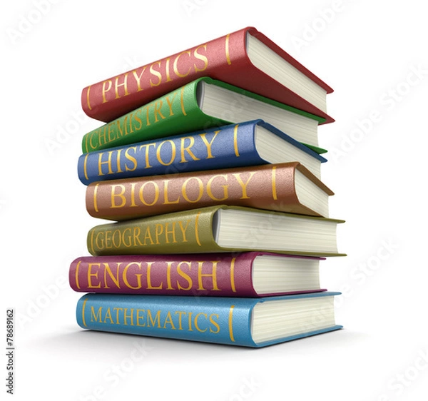 Obraz Stack of textbooks (clipping path included)