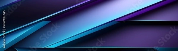 Fototapeta Striking Blue and Purple Digital Art Backdrop with Geometric Patterns and Sharp Edges for Futuristic Designs and