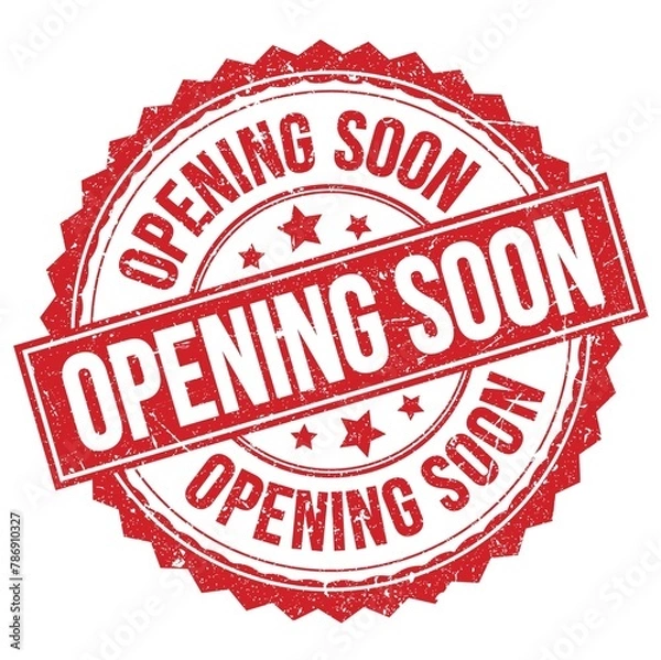Fototapeta OPENING SOON text on red round stamp sign