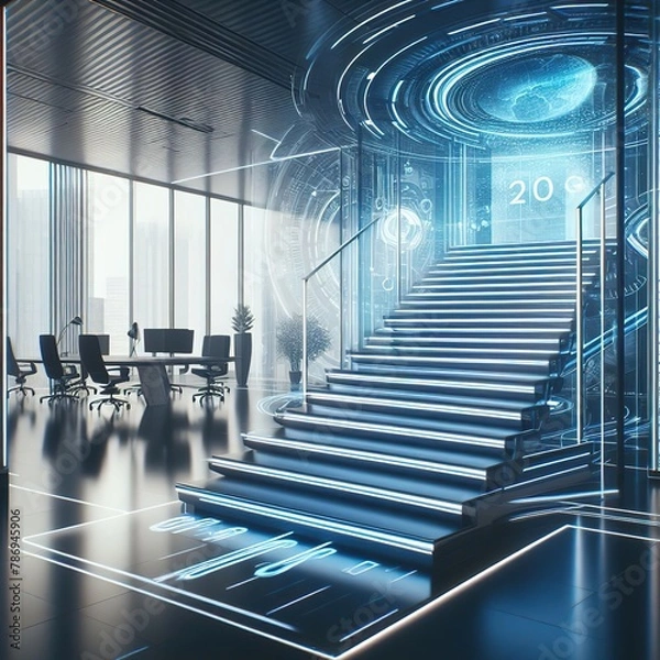 Obraz Tech Innovations Futuristic Workspace
