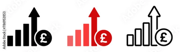 Fototapeta Cost increase vector symbols. Pound increase vector icons set