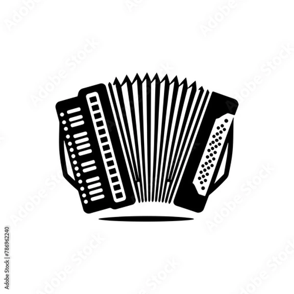 Obraz Classic Squeeze: Black Vector Silhouette of an Accordion- Accordion illustration- minimalist Accordion vector
