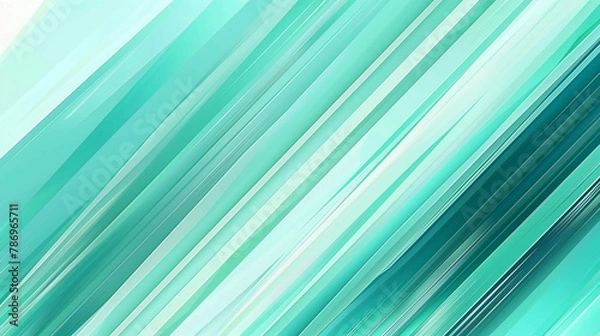 Fototapeta Diagonal stripes in turquoise and sea green merge into aquamarine, suggesting tropical water serenity in an abstract vector.