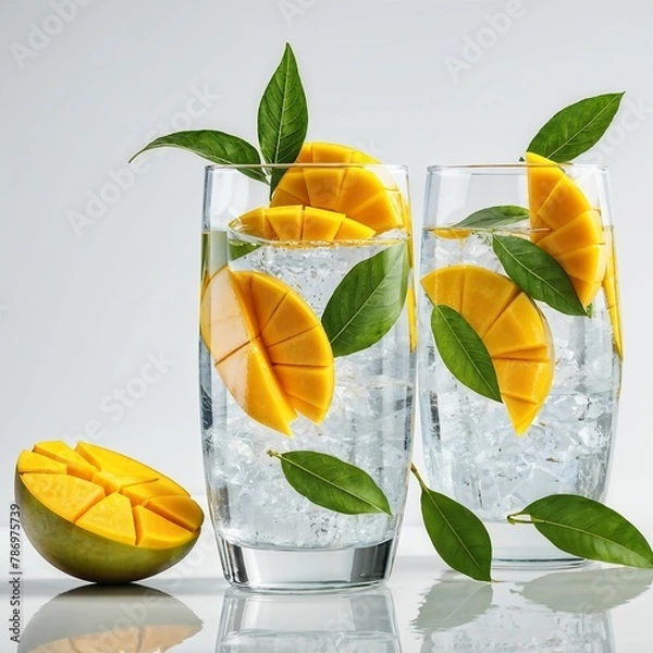 Obraz Two glasses with mango drinks
