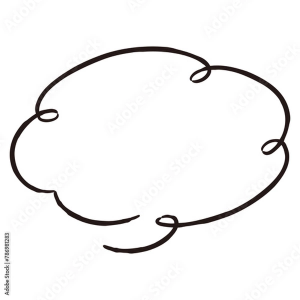 Obraz シンプルでおしゃれな手描きの吹き出し（白黒・単体・横書き）