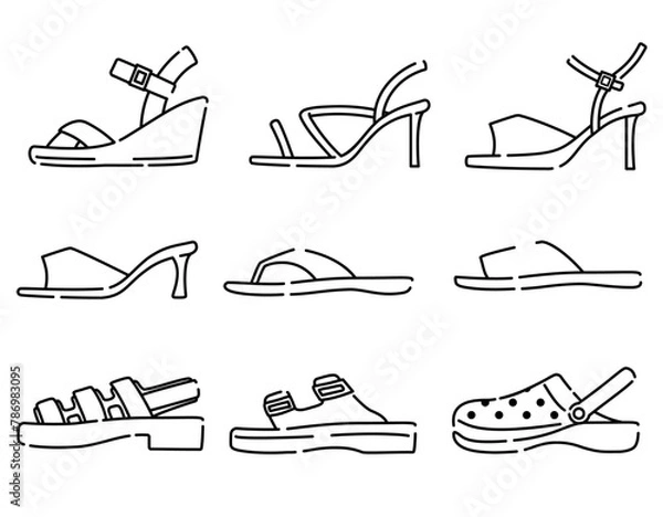 Obraz サンダルセット　線画