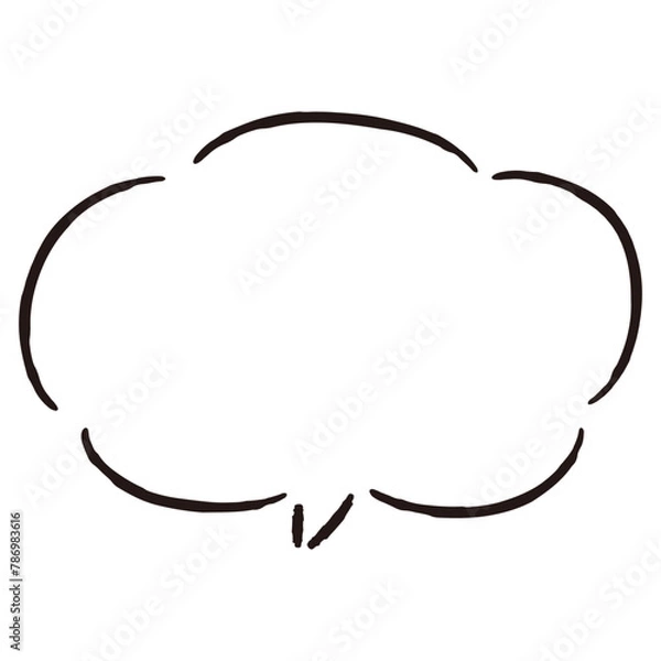 Obraz シンプルでおしゃれな手描きの吹き出し（白黒・単体・横書き）