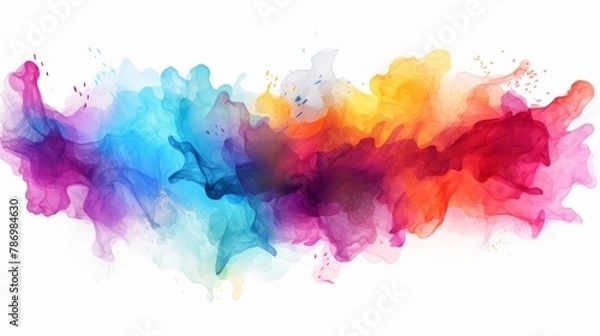 Fototapeta Abstract colorful multicolored colors painting illustration - watercolor splashes or stain, isolated on transparent background