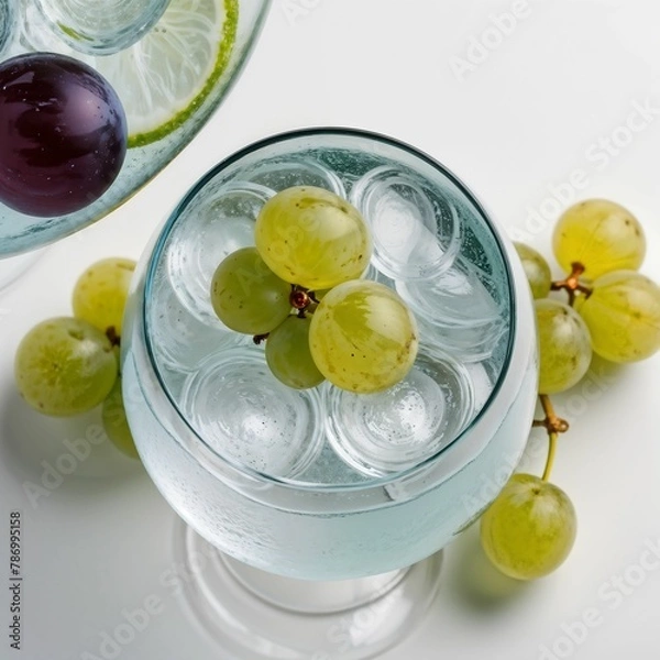 Fototapeta Top view on a refreshing drink with grapes 