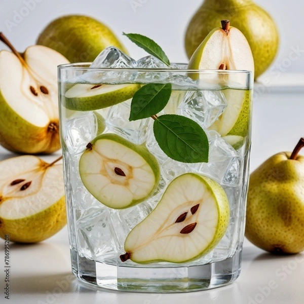 Fototapeta A refreshing drink with pears