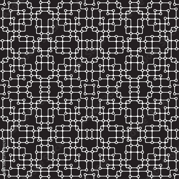 Obraz Seamless pattern. Monochrome texture of lines and circles at intersections.. Vector illustration.