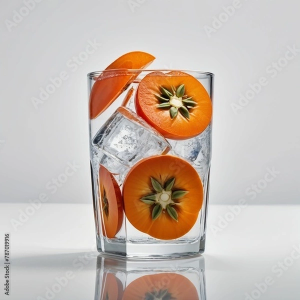 Obraz A refreshing drink with sliced persimmon 