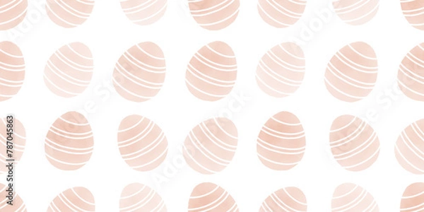 Fototapeta Cute illustration with colorful Easter eggs with watercolor texture, spring banner