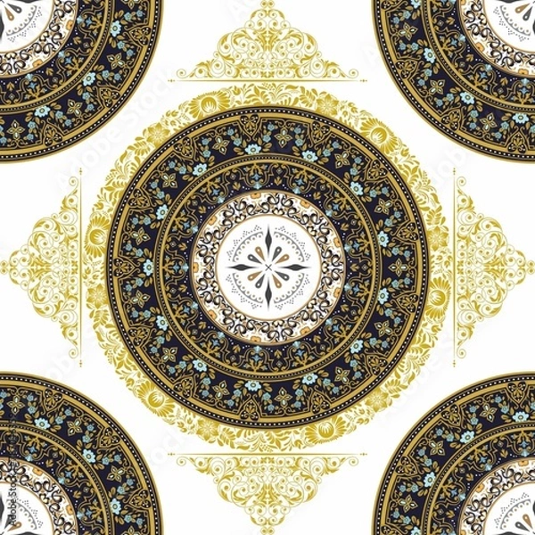 Obraz vintage floral ornament. old, retro texture, paper with floral elements. classic traditional oriental pattern.