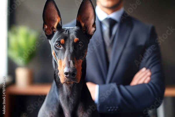 Obraz Doberman dog with a man