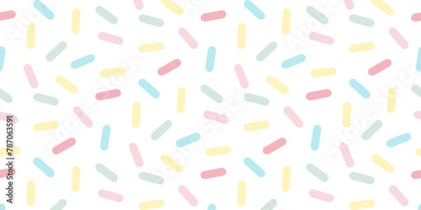 Fototapeta Donut seamless vector pattern. Sprinkle candy confetti background. Sweet cake texture. Colorful wallpaper