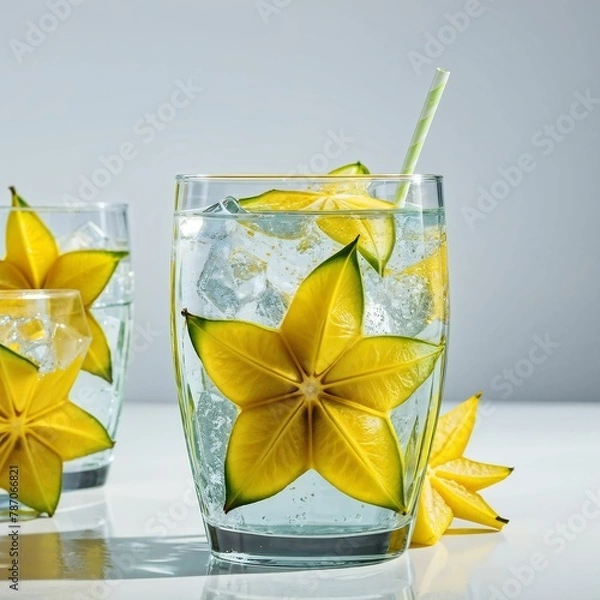 Fototapeta Making drinks with soda and a star fruit