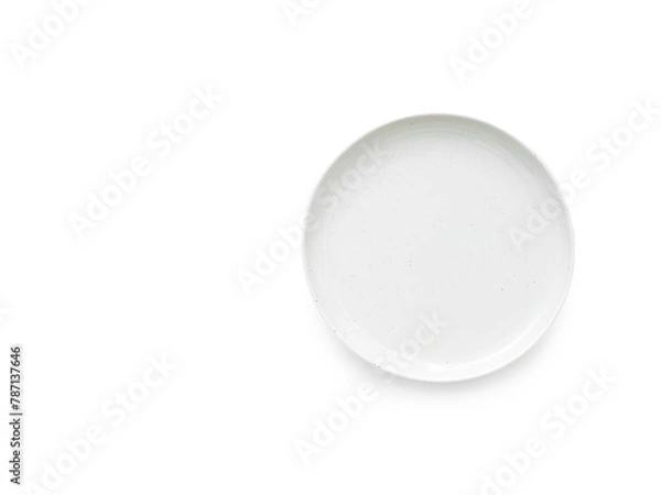Fototapeta Empty round plate template top view isolated on white background with copy space