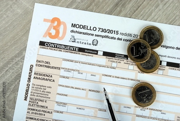 Fototapeta Italian 730 tax form, empty spaces. 2015 edition