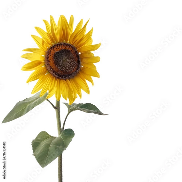 Fototapeta isolated a sunflower with leaves, transparent background