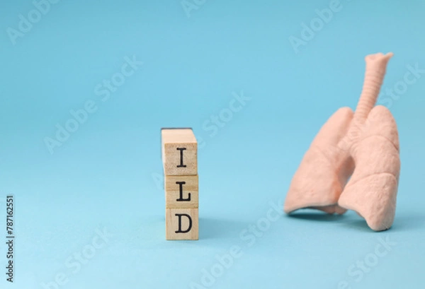 Obraz Abbreviation ILD (Interstitial Lung Disease) on blue background