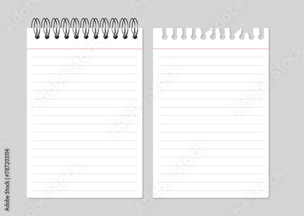 Fototapeta top spiral notebook stationary realistic set TORN PAGE