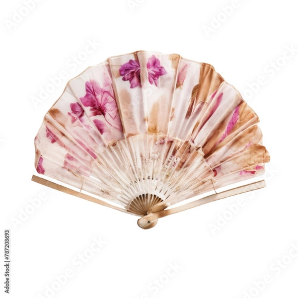 Obraz Fan. Made of textiles with floral ornaments. Vintage style. Isolated, without a background.