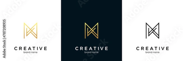 Obraz letter km or mk luxury monogram logo design