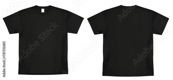 Fototapeta black T-shirt template front and back mockup. Clear Mockup of realistic. on isolated background
