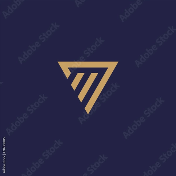 Fototapeta VM monogram logo in gold triangle shape.e