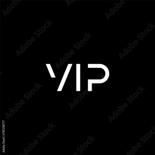 Fototapeta VIP logo typographic concept black and white.
