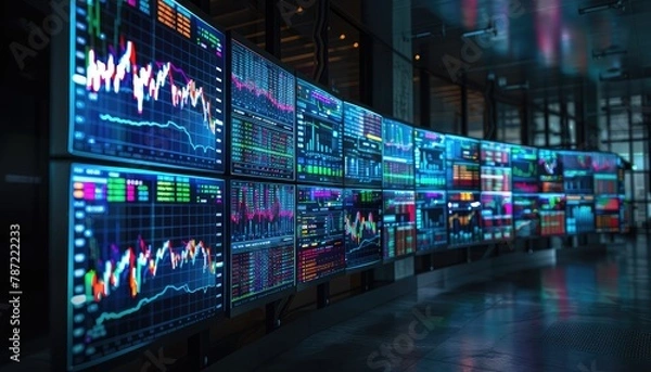 Fototapeta Market Volatility Impact, Showcase images of market volatility indexes, trading screens during volatile periods, and reactions of traders to highlight the impact of volatility on market performance