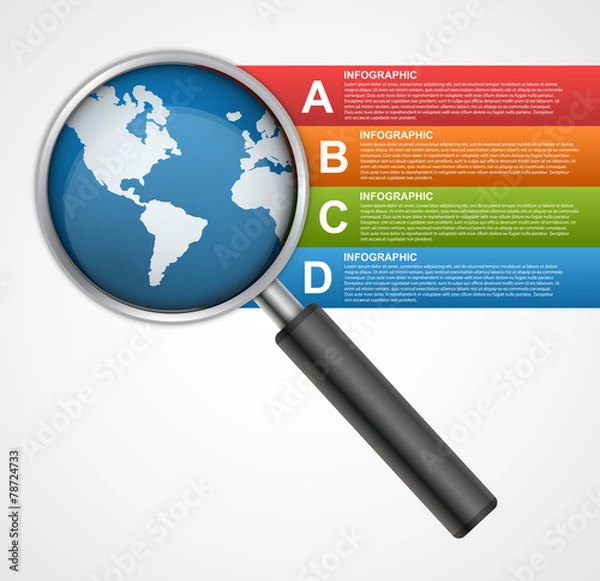 Obraz Abstract infographic with a magnifying glass.