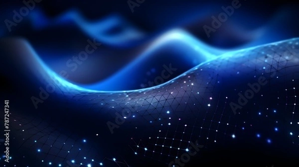 Fototapeta Futuristic Blue Abstract Lights Background with Connectivity and Information Exchange