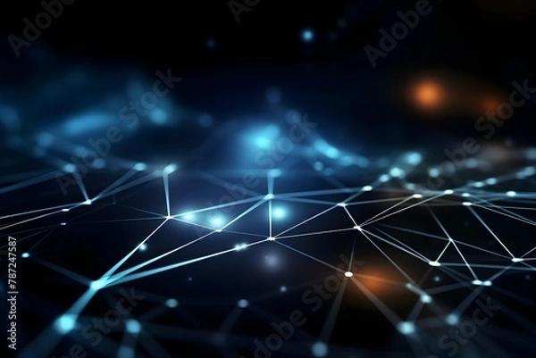 Fototapeta Futuristic Cyber Data Connectivity:A Captivating Digital Landscape of Interconnected Networks and Data Streams