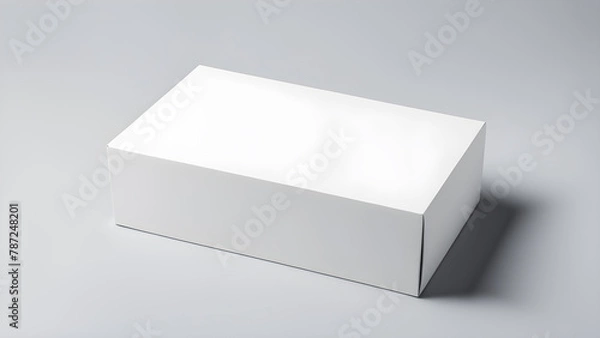 Fototapeta white flat horizontal rectangle blank box from top side far angle