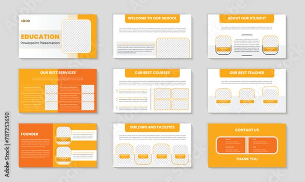 Fototapeta PowerPoint presentation template design for education ppt  and Presentation for great educational flyer, leaflet, marketing, advertising banner templates