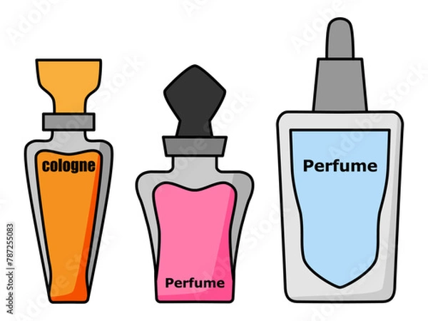 Obraz カラフルな香水やコロンのイラストセット
