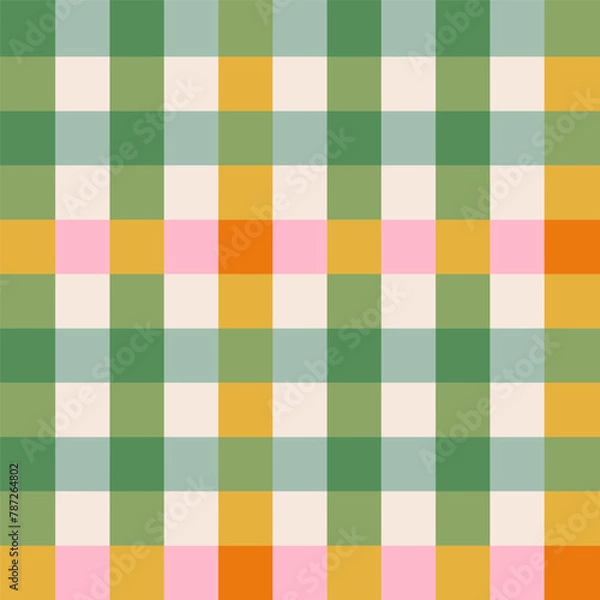 Fototapeta Seamless pattern. Checkered pattern, green. Vector illustration in modern style.