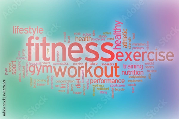 Obraz Fitness word cloud with abstract background