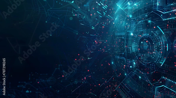 Fototapeta Image depicting an encrypted cybersecurity network with data connections and futuristic interface