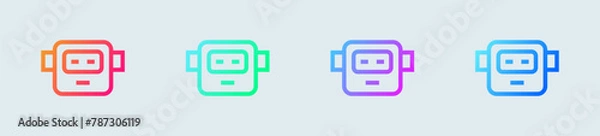 Fototapeta Robot line icon in gradient colors. Artificial intelligence signs vector illustration.