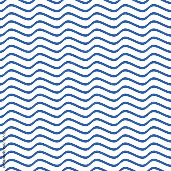 Fototapeta Simple blue vector seamless wavy line pattern