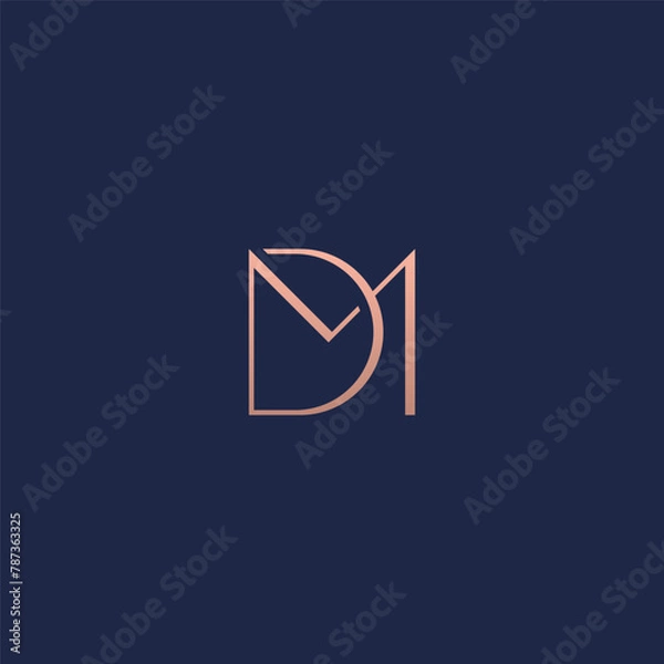 Fototapeta  DM monogram fashion logo with gold gradient color and feminine accent..